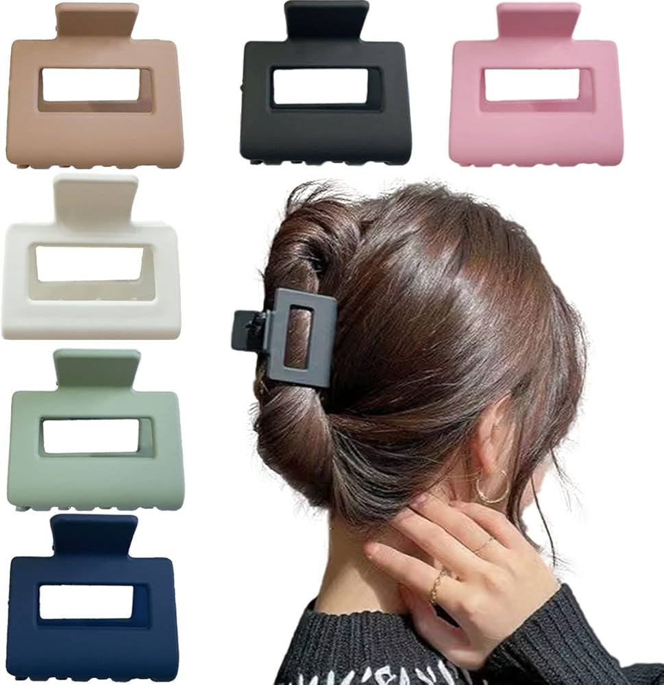 ZYIGYI 6 PCS Hair Claw Clips, 2" Matte Hair Clips for Women and Thin Thick Hair 6 Color | Amazon (US)