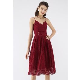 Spirit of Romance Lace Cami Dress in Wine | Chicwish