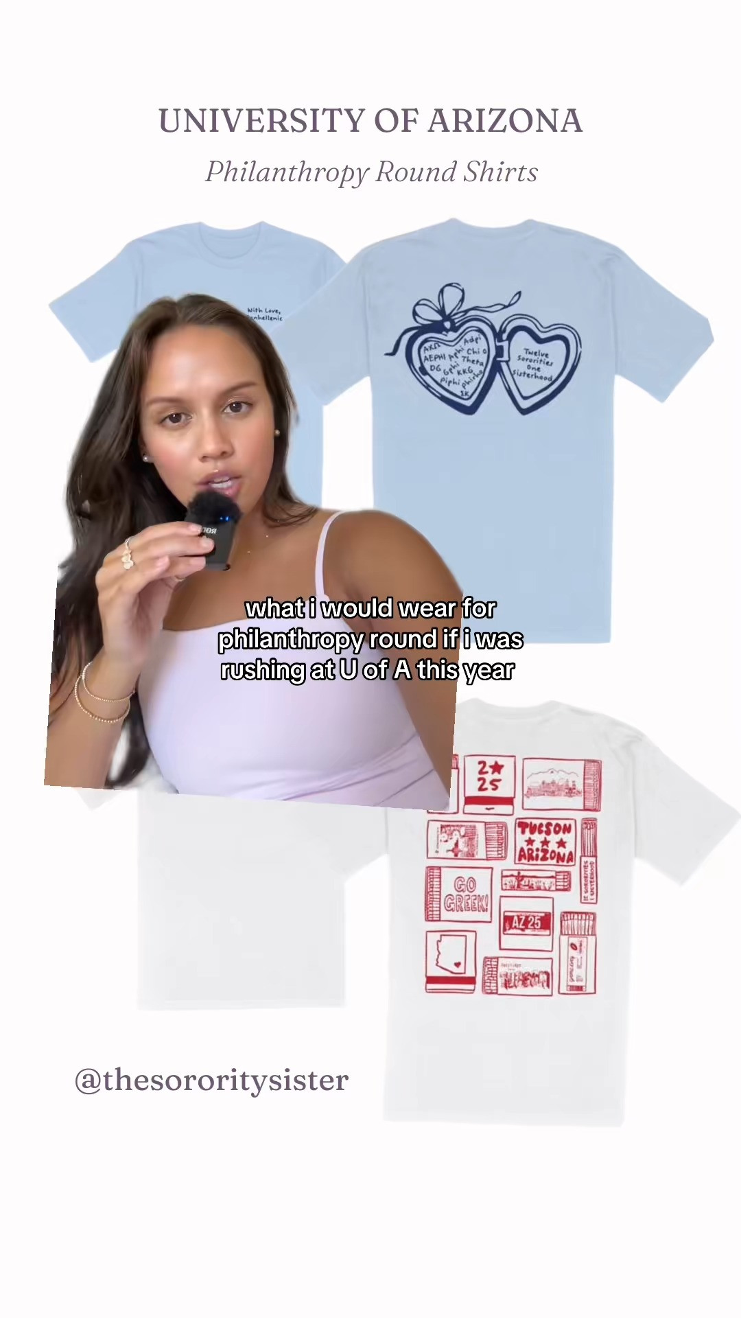 sorority recruitment outfit ideas to match the two University of Arizona philanthropy round shirts for 2025 sorority rush!

skirt ideas, rush outfits, rush inspo, rush ootd 

 #LTKSummerEdit #LTKSeasonal #LTKU