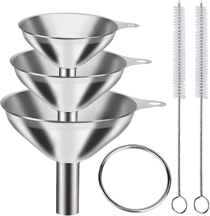 Metal Stainless Steel Funnel, Large Medium Small Funnel Set of 3, Food Grade Mini Funnels for Kit... | Amazon (US)