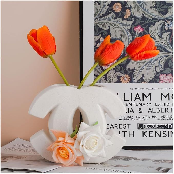 White Ceramic Vase, Minimalist Nordic Boho Matte Pampas Flower Vases，Ins for Wedding Dinner Tab... | Amazon (US)