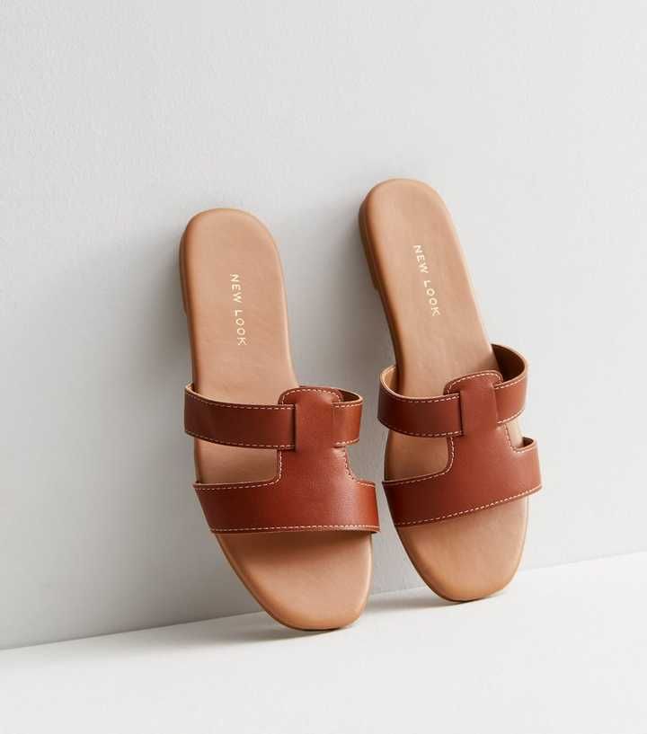 Tan Leather-Look Sliders
						
						Add to Saved Items
						Remove from Saved Items | New Look (UK)