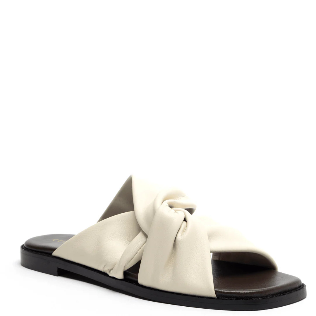Idea - Soft Leather Slide Sandal - Alabaster | Cecelia New York