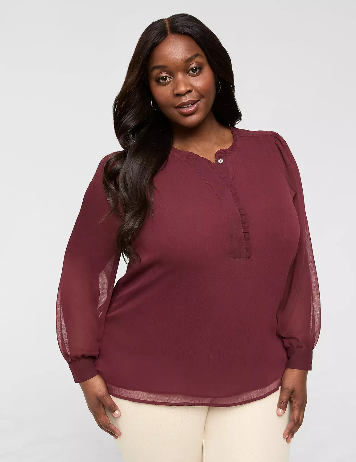 Ruffled Popover Top | Lane Bryant (US)