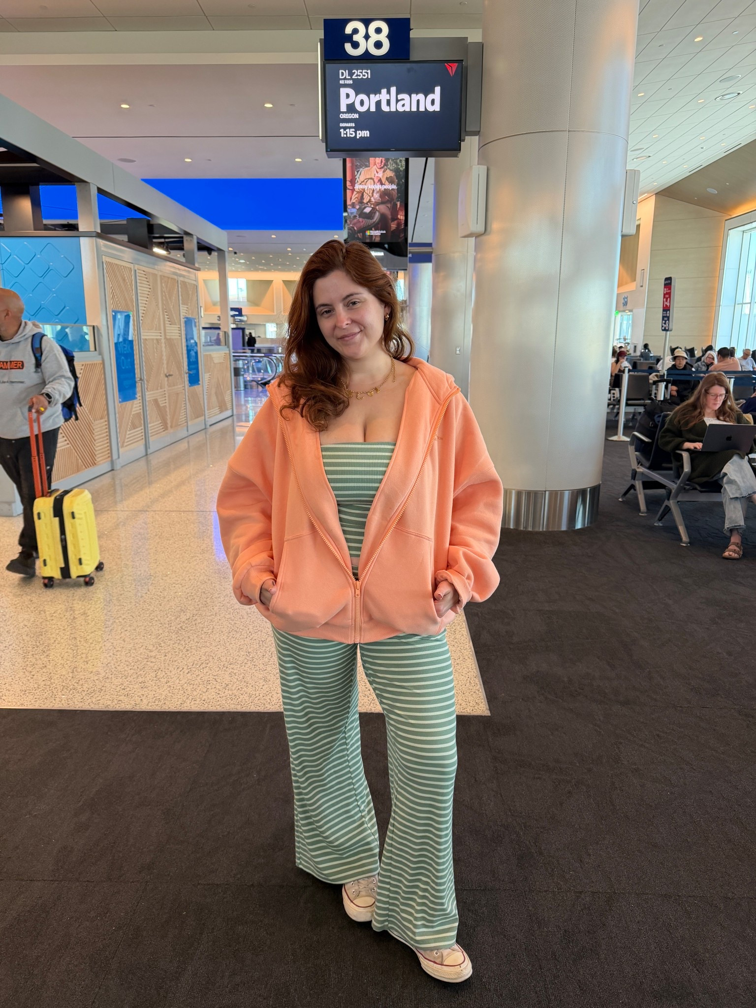 Pastel orange hoodie 
Green striped lounge set aerie 

#LTKxAerie #LTKMidsize #LTKSeasonal