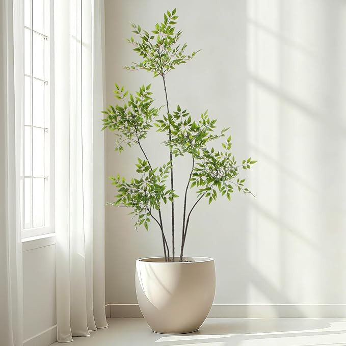 Giegxin 5ft Faux Bamboo Tree Indoor Artificial Nandina Tree Realistic Large Fake Plants Potted Pl... | Amazon (US)