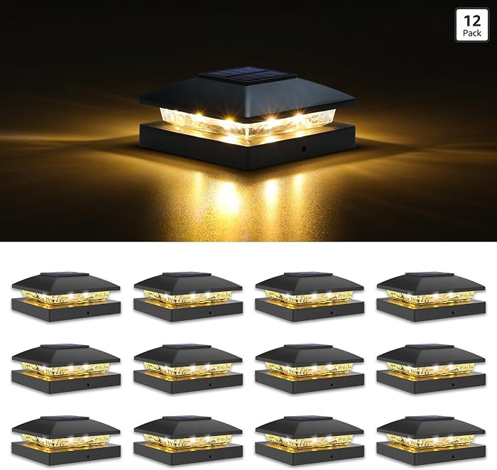 VOLISUN 4x4 Solar Post Cap Light 12pack,Solar Fence - Post Lights Outdoor Waterproof for Wooden/V... | Amazon (US)