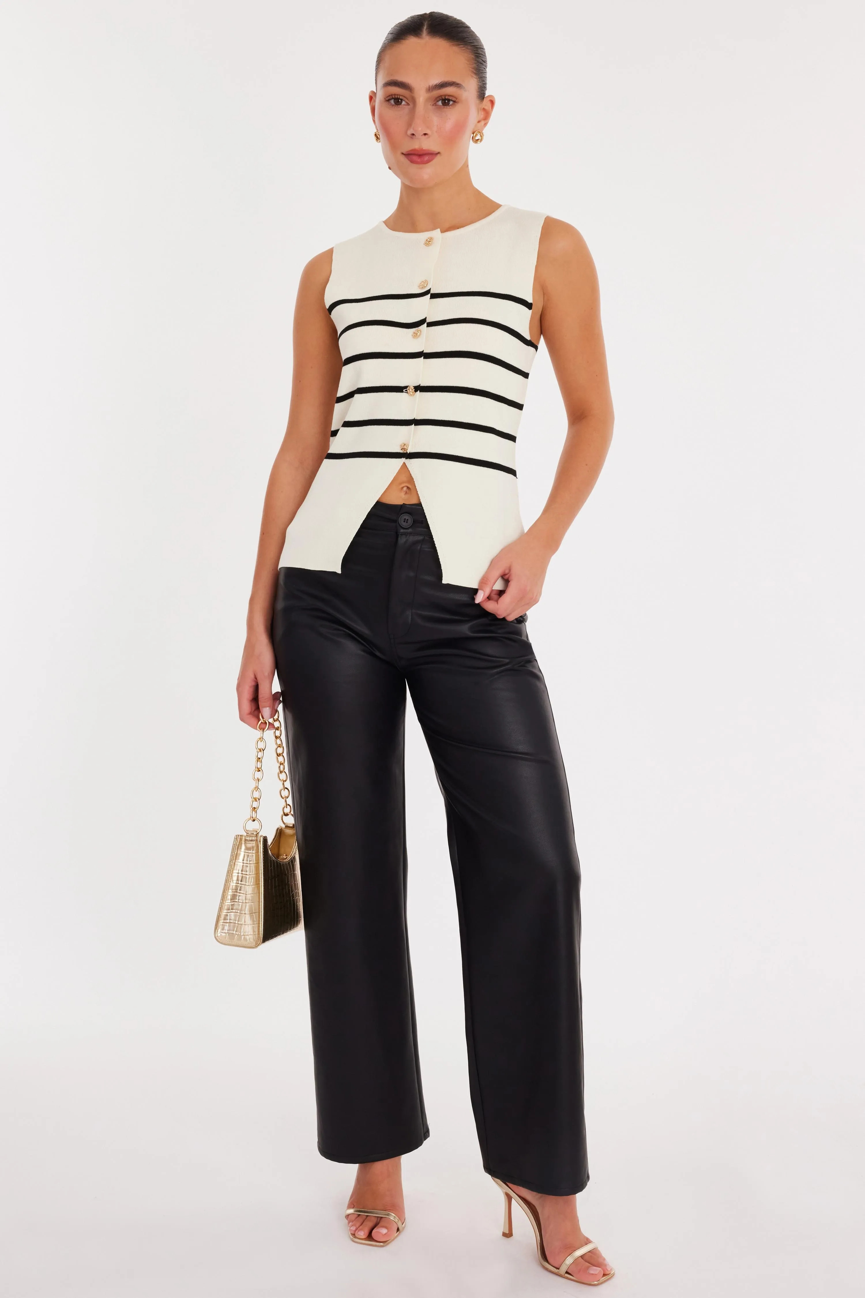 White Striped Sleeveless Cardigan | Boohoo.com (UK & IE)