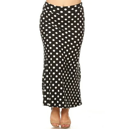 Women s Plus Size Casual Polka Dot Lightweight Elastic Maxi Skirt | Walmart (US)