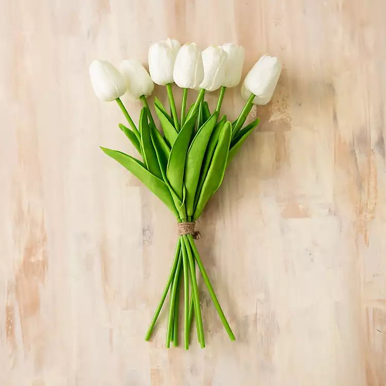 White Real Touch Tulip Bouquet | Kirkland's Home