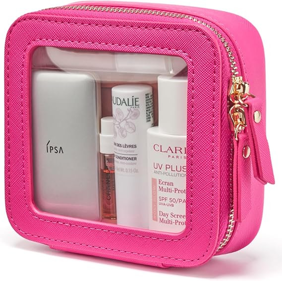 Popvibe Clear Makeup Bag Travel Cosmetic Case Transparent Toiletry Bag with Zipper, Portable Make... | Amazon (US)