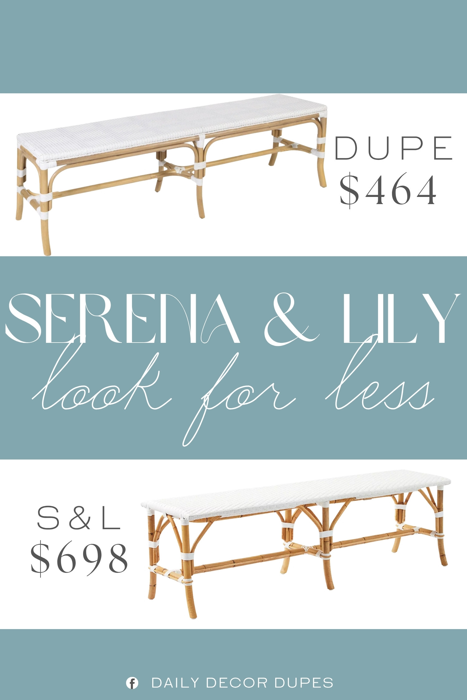 The Serena & Lily Riviera Rattan Backless Bench features woven rattan detailing, a warm natural finish, and a long, streamlined shape that feels effortlessly coastal. Its low-profile design works beautifully at the foot of a bed, along an entryway wall, beneath a window, or as extra seating in a living space. At around $464, compared with the $698 designer version shown, this style offers an approachable way to add natural texture and relaxed sophistication to the home. 🌿✨🏡

Home more affordable option find similar look for less budget friendly affordable cheap cheaper beautiful pretty. Clearance sale coupon code discount code promo code luxury Inspo inspiration inspired by idea ideas Love like these? I share multiple every day in my FB group.
#SerenaAndLilyInspired #RattanBench #BacklessBench #WovenRattan #EntrywayBench #BedroomBench #CoastalHomeDecor #RattanFurniture #FurnitureFinds 

 #LTKHome