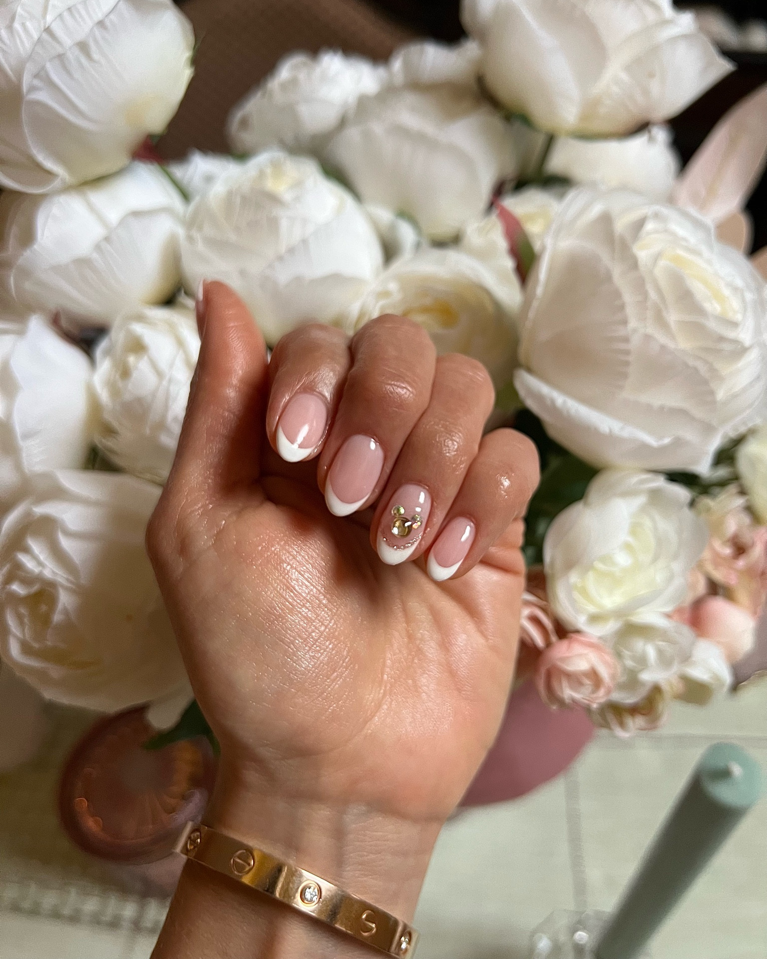 French manicure nail 💅inspiration | UV Gel  | Disney Mickey Mouse rhinestone design 

#LTKwedding #LTKbeauty #LTKU