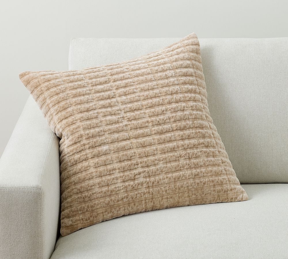 Quilted Box Velvet Pillow | Pottery Barn (US)