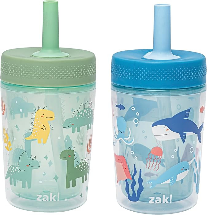 Zak Designs Capri Toddler Tumblers For Travel or At Home, 9oz 2-Pack Double Wall Plastic Sippy Cu... | Amazon (US)