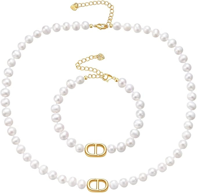 Baroque Pearl Bracelet 18K Gold Plated Bead Ball Bracelet Pearl Choker Dainty Adjustable Necklace... | Amazon (US)