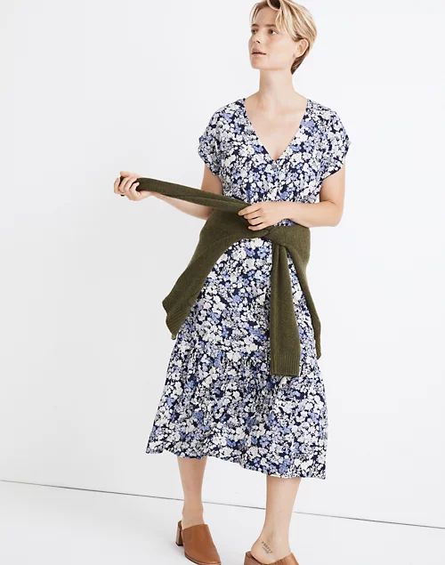 Button-Front Ruffle-Hem Midi Dress in Flower Garden | Madewell