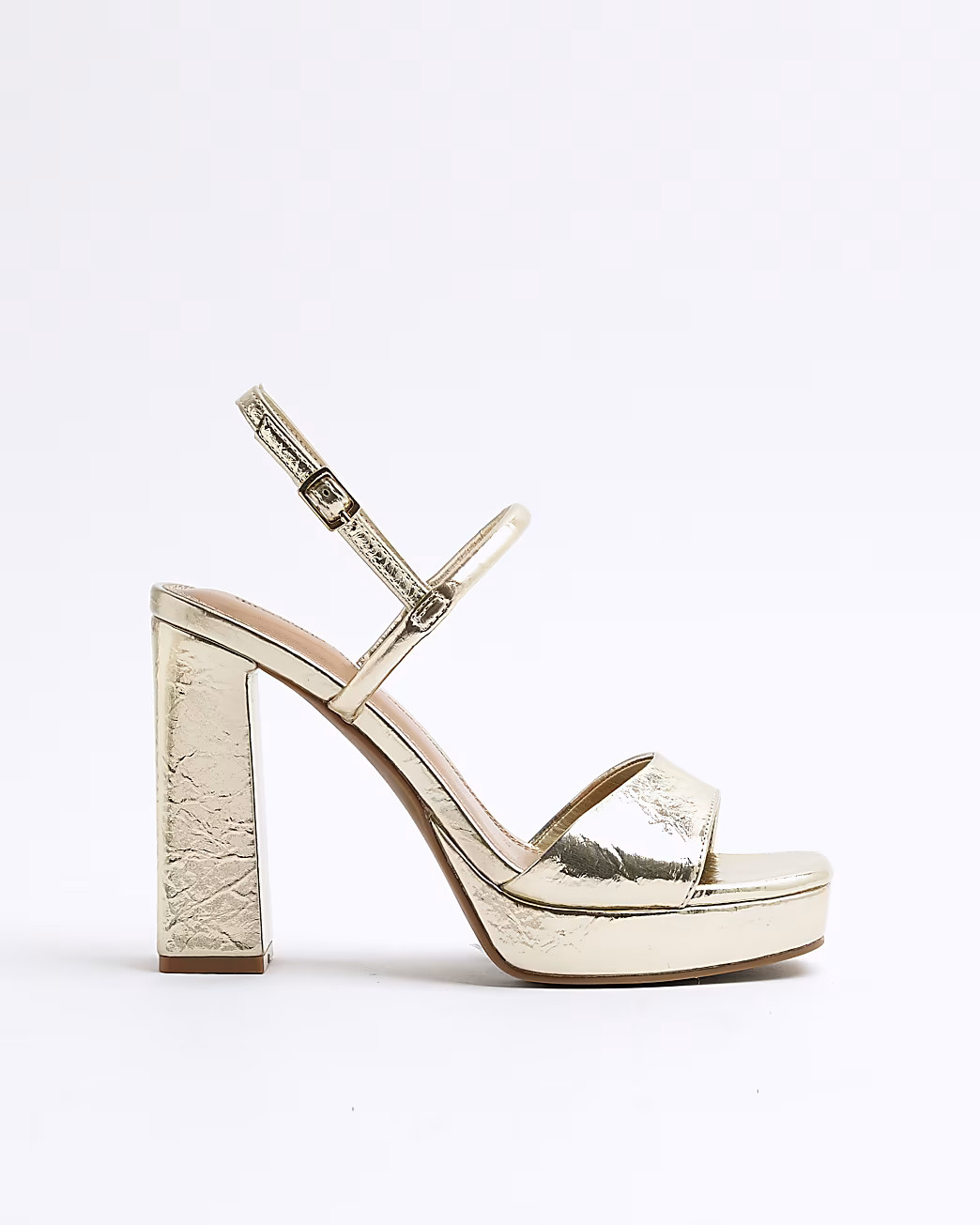 Gold Wide Fit Sling Back Platform Sandals | River Island UK & IE