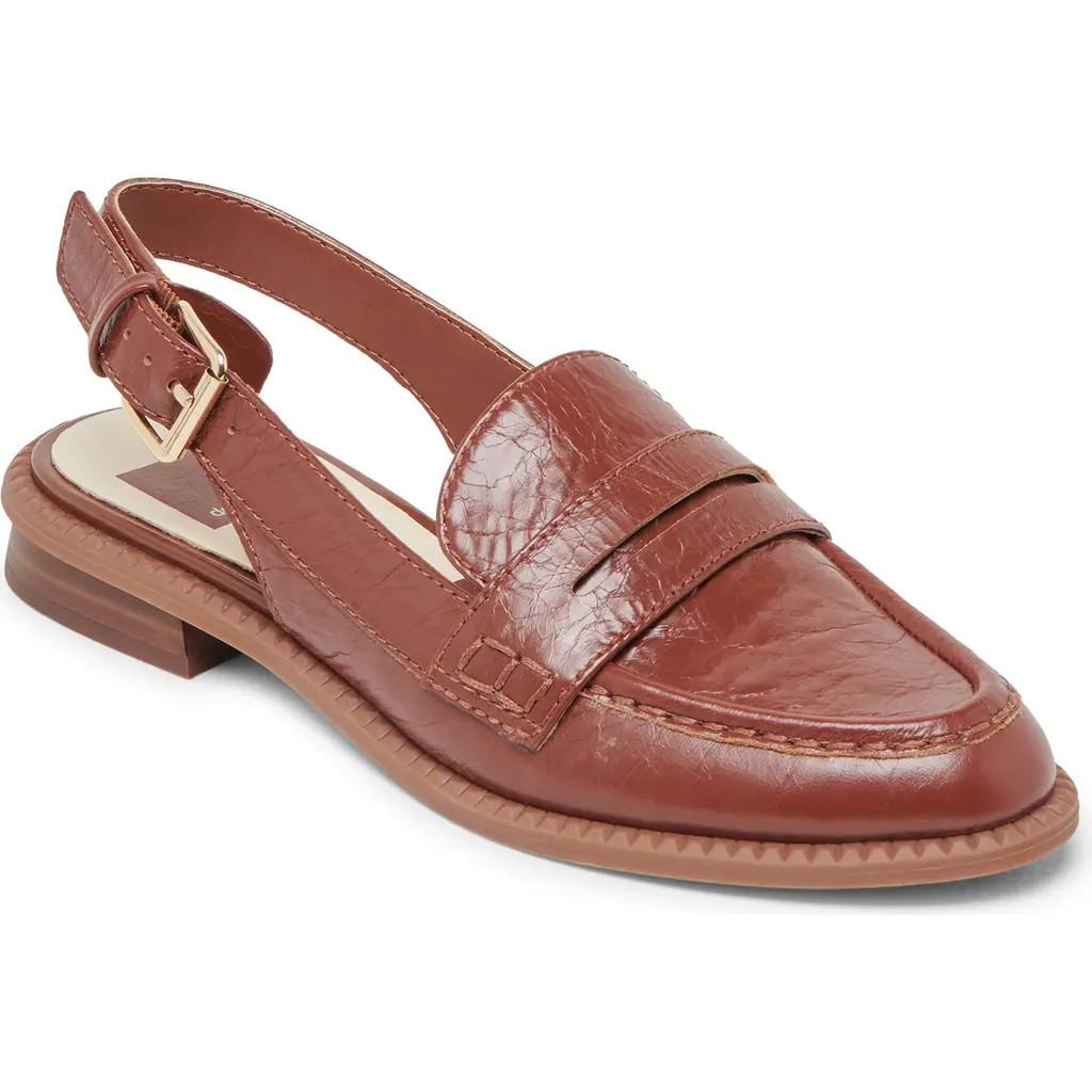Dolce Vita Harvey Slingback Loafer in Brown Crinkle Patent Stella at Nordstrom Rack, Size 7.5 | Nordstrom Rack
