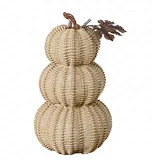 10 Inch Artificial Fake Pumpkin, Fall Pumpkin Decor Faux Resin Basket-Weave Stacked Pumpkin with ... | Walmart (US)