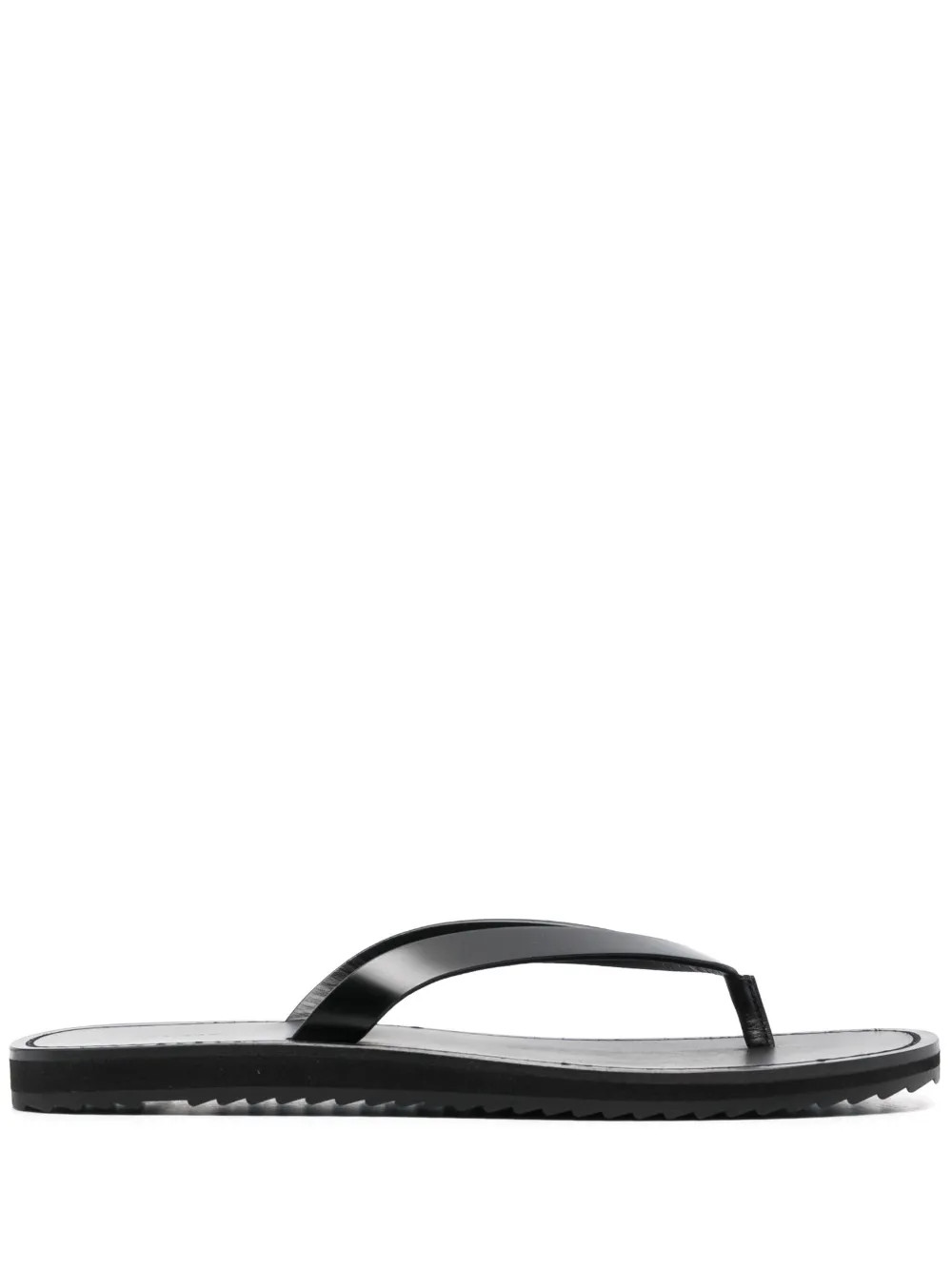 The Row thong-strap Leather Flip Flops | Black | FARFETCH UK | Farfetch Global