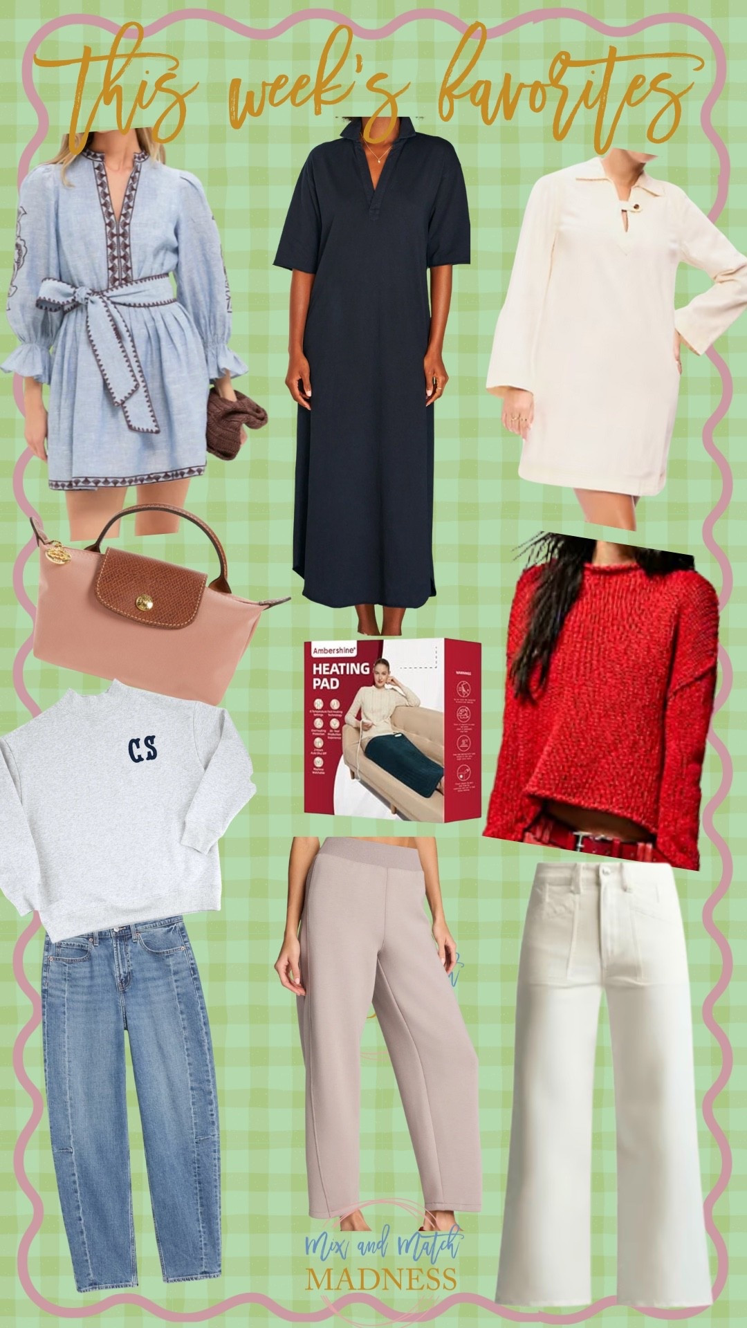 This Week’s Favorites! Own and love all of them! 

White Dress - small (sized up for length)
Chambray & Maxi Dress - xs 
Sweatshirt- small
Red Sweater - xs
Barrel Jeans - 2
Barrel Pant - small petite 
White Jeans - 26


#LTKmomlife #LTKOver40 #LTKdayinmylife