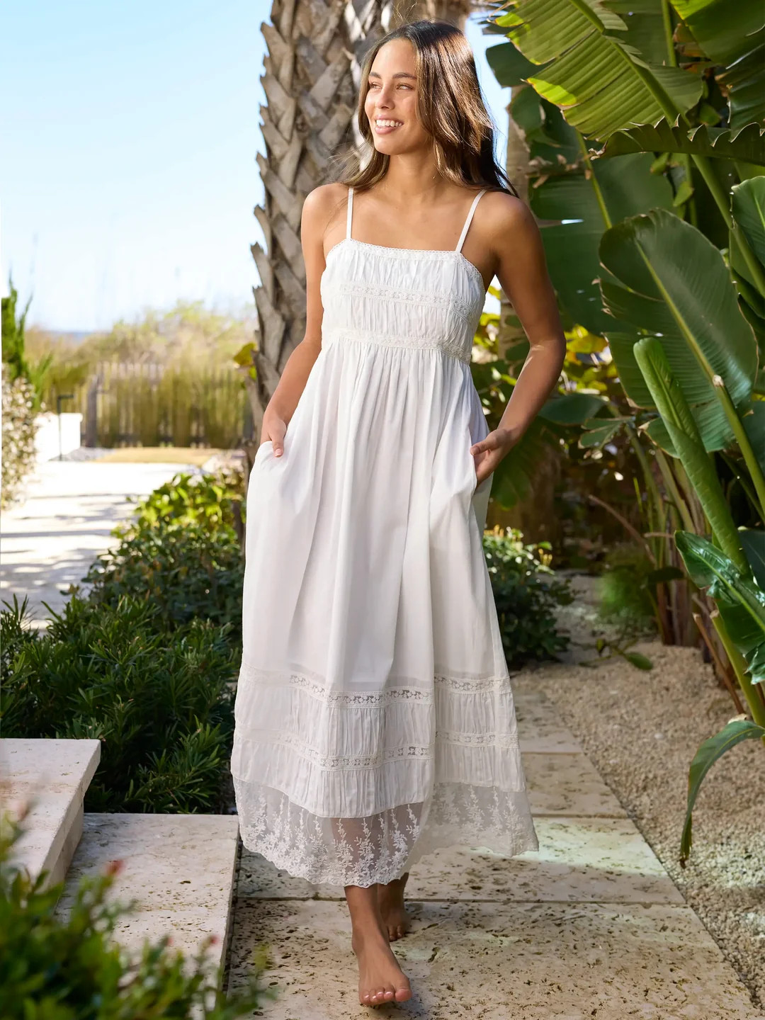 Amber Cotton Lace Maxi Dress - White | Natural Life