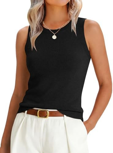 ANRABESS Womens Wool Blend Tank Tops Sweaters Sleeveless Soft Fitted Business Casual Sweater Shir... | Amazon (US)