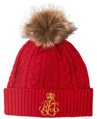Lauren Ralph Lauren Cable Hat with Direct Embroidery and Stones - Macy's | Macy's