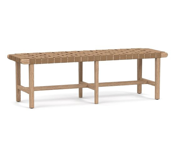 Fenton Woven Leather Bench (54.5") | Pottery Barn (US)