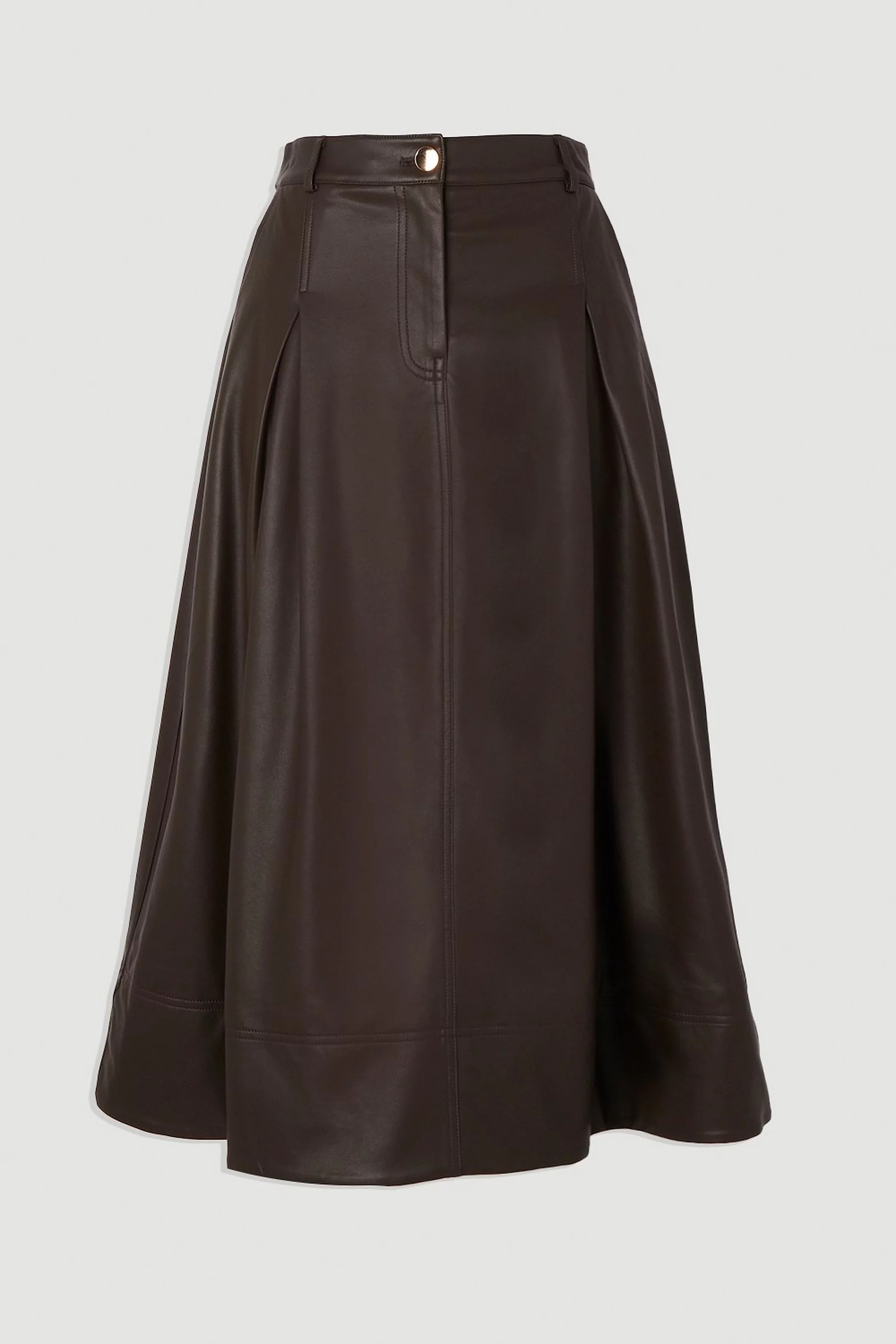 Faux Leather Tailored Full Midi Skirt | Karen Millen US