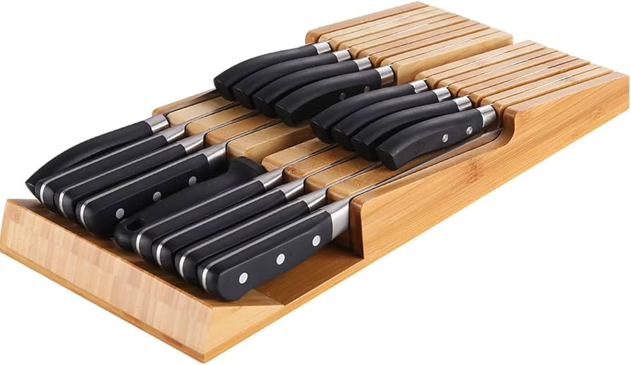 NIUXX Bamboo In-Drawer Knife Block Set for 16 Knives(Not Included), Large Kitchen Detachable Wash... | Amazon (US)