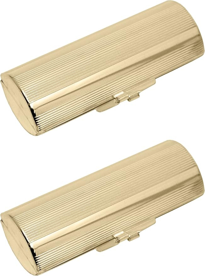 Stephanie Imports Set of 2 Capsule Shaped Lipstick Cases (Gold Ridges) | Amazon (US)