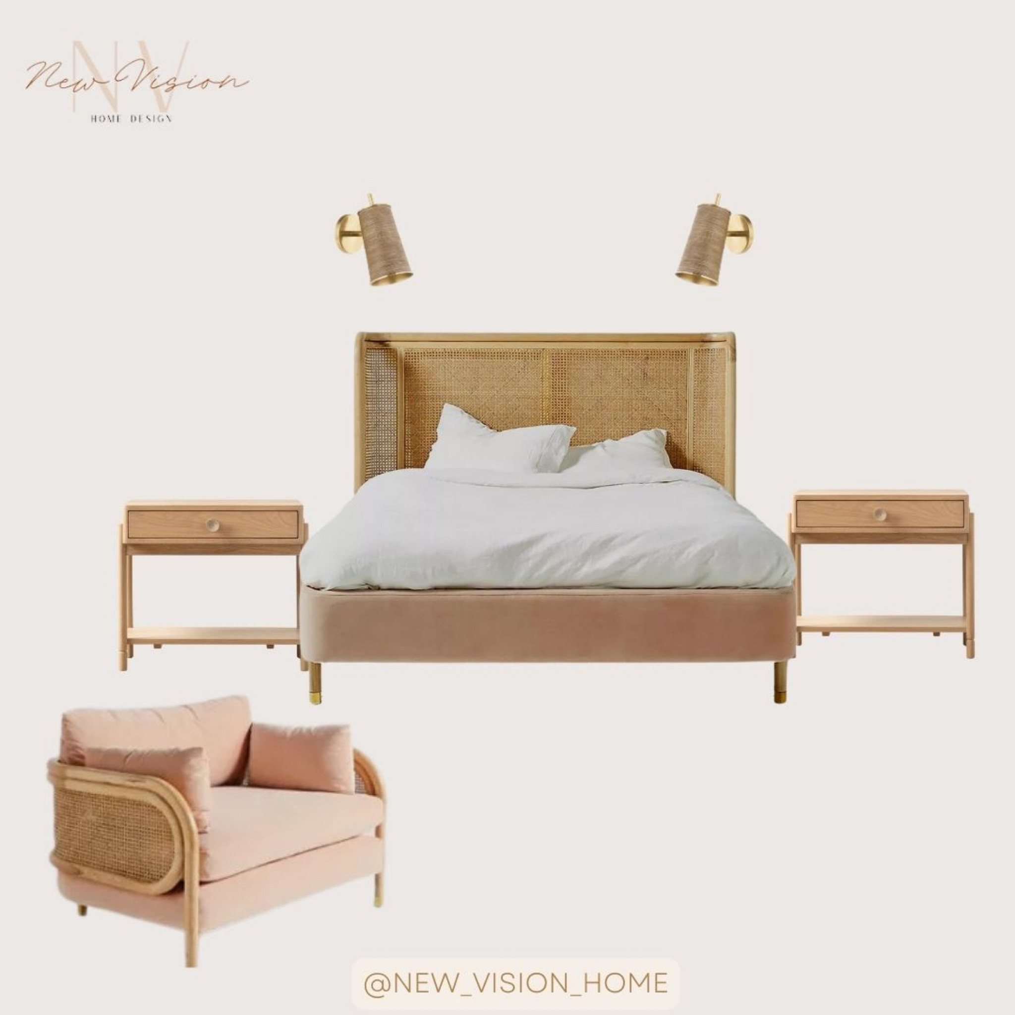 Girls bedroom I soo from Anthropology 
Cane velvet bed, accent chair, nightshads and sconces  

#LTKhome #LTKkids #LTKsalealert