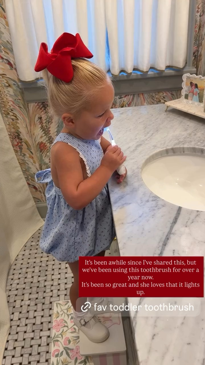 It's been awhile since I've shared this, but we've been using this toothbrush for over a year now.
It's been so great and she loves that it lights up.