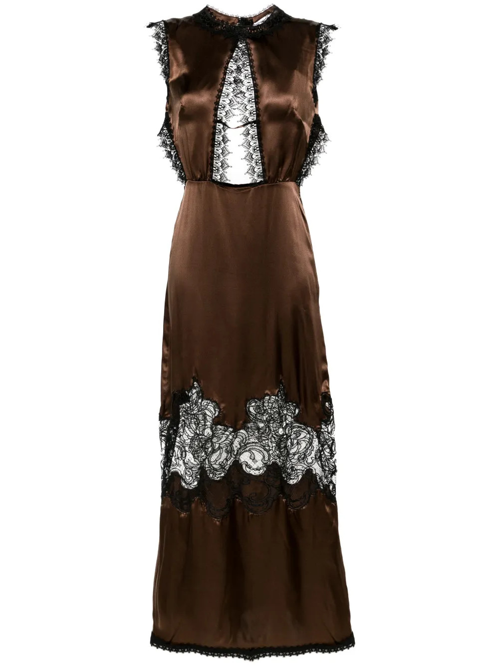 Viktor & Rolf lace-trim Silk Maxi Dress | Black | FARFETCH | Farfetch Global