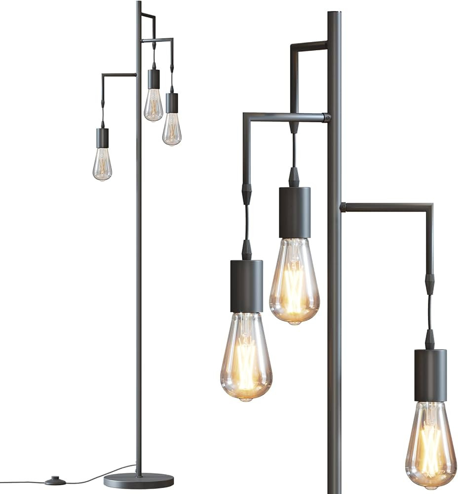 SUNMORY Farmhouse Industrial Floor Lamp for Living Room,Standing Tree Floor Lamp with 3 Edison Le... | Amazon (US)
