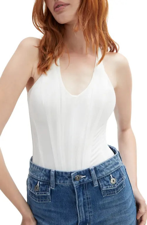 Bardot Trey Halter Bodysuit in Orchid White at Nordstrom, Size X-Small | Nordstrom