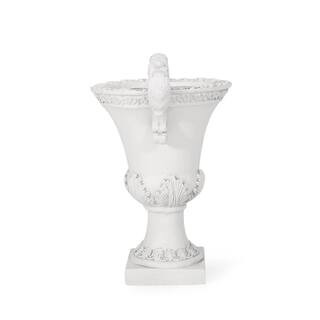 Upsal 11.25 in. W x 19.25 in. H Antique White Lightweight Concrete Garden Urn Planter | The Home Depot