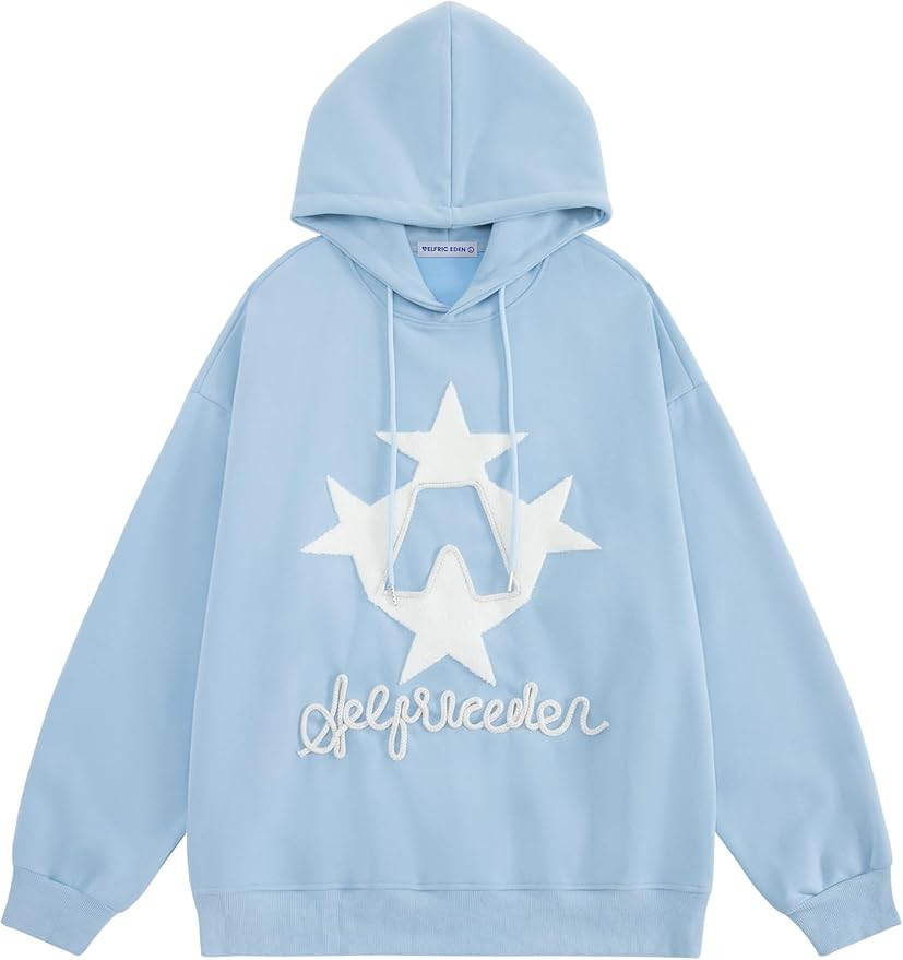 Aelfric Eden Y2k Hoodie Women Graphic Oversized Hoodies Star Embroidered Hoodied Sweatshirt Casua... | Amazon (US)