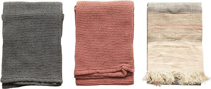 Creative Co-Op Cotton Tea, Multi Color, Set of 3 Towel, 3 | Amazon (US)
