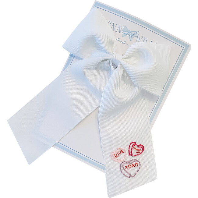 Candy Hearts Bow, White | Maisonette
