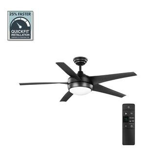 Home Decorators Collection Windward IV 52 in. Indoor LED Matte Black Ceiling Fan with Dimmable Light Kit, Remote Control and Reversible Motor | The Home Depot