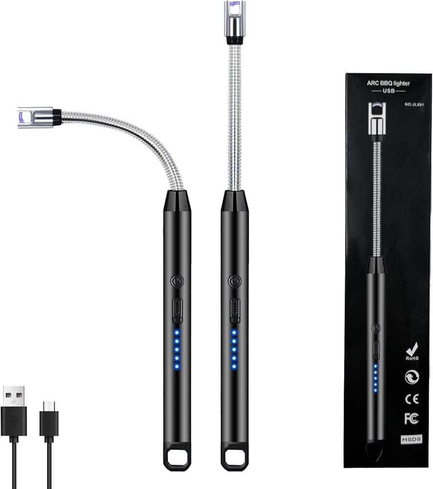2 PCS Candle Lighter, Electric Lighter Arc Windproof Flameless with 360° Flexible Neck & LED Pow... | Amazon (US)