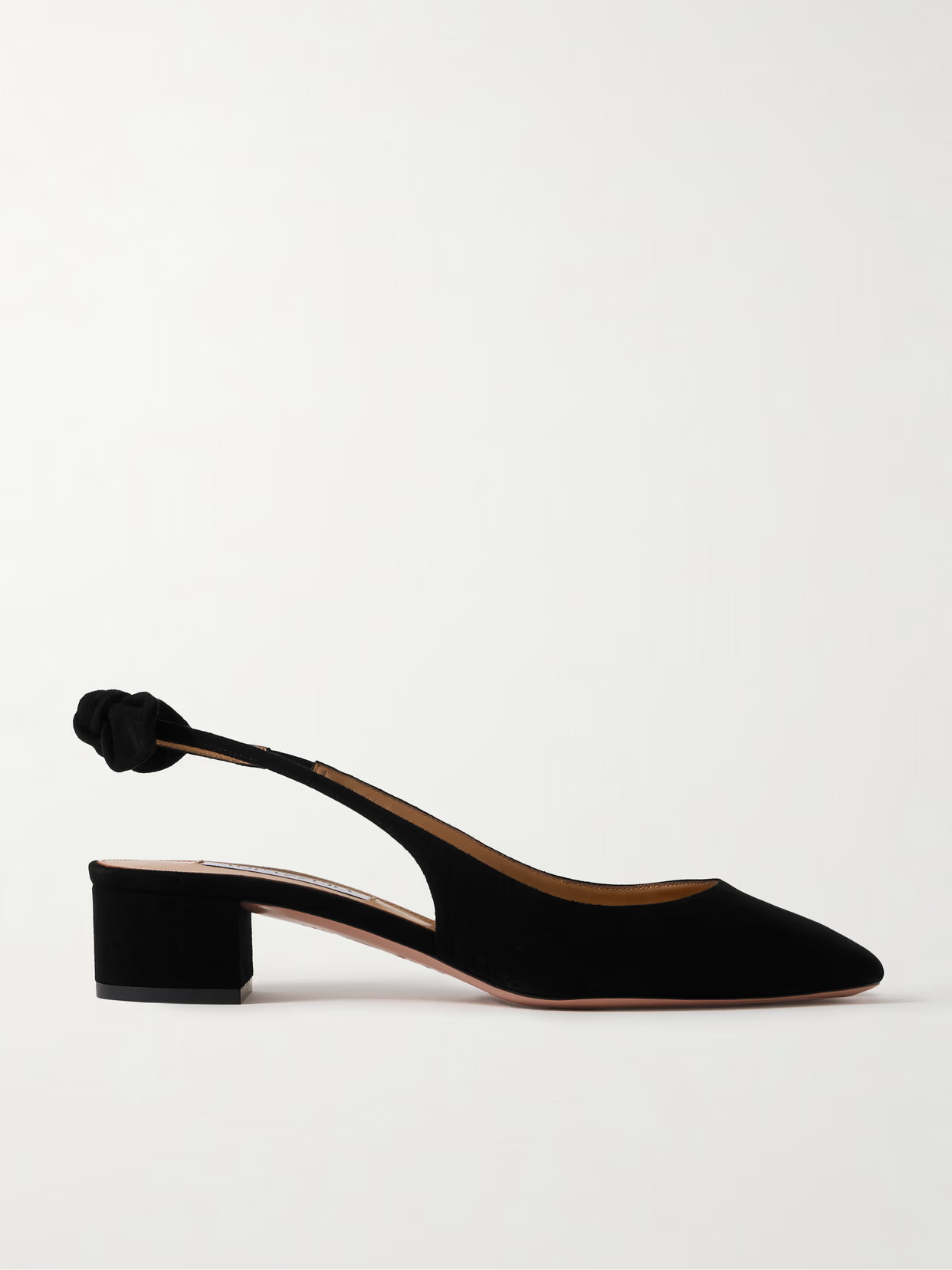 Aquazzura - Very Bow 35 Suede Slingback Pumps - Black | NET-A-PORTER (US)