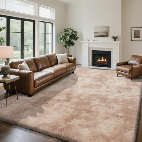 yongyangjuxin Fluffy Rug Shaggy Area Rug, Mottling Beige 10x14 Area Rugs for Bedroom, Super Soft Shaggy Rugs for Living Room Bedroom Kids Room Home Decor, Upgrade Anti-Skid Rectangular Fuzzy Rug | Amazon (US)