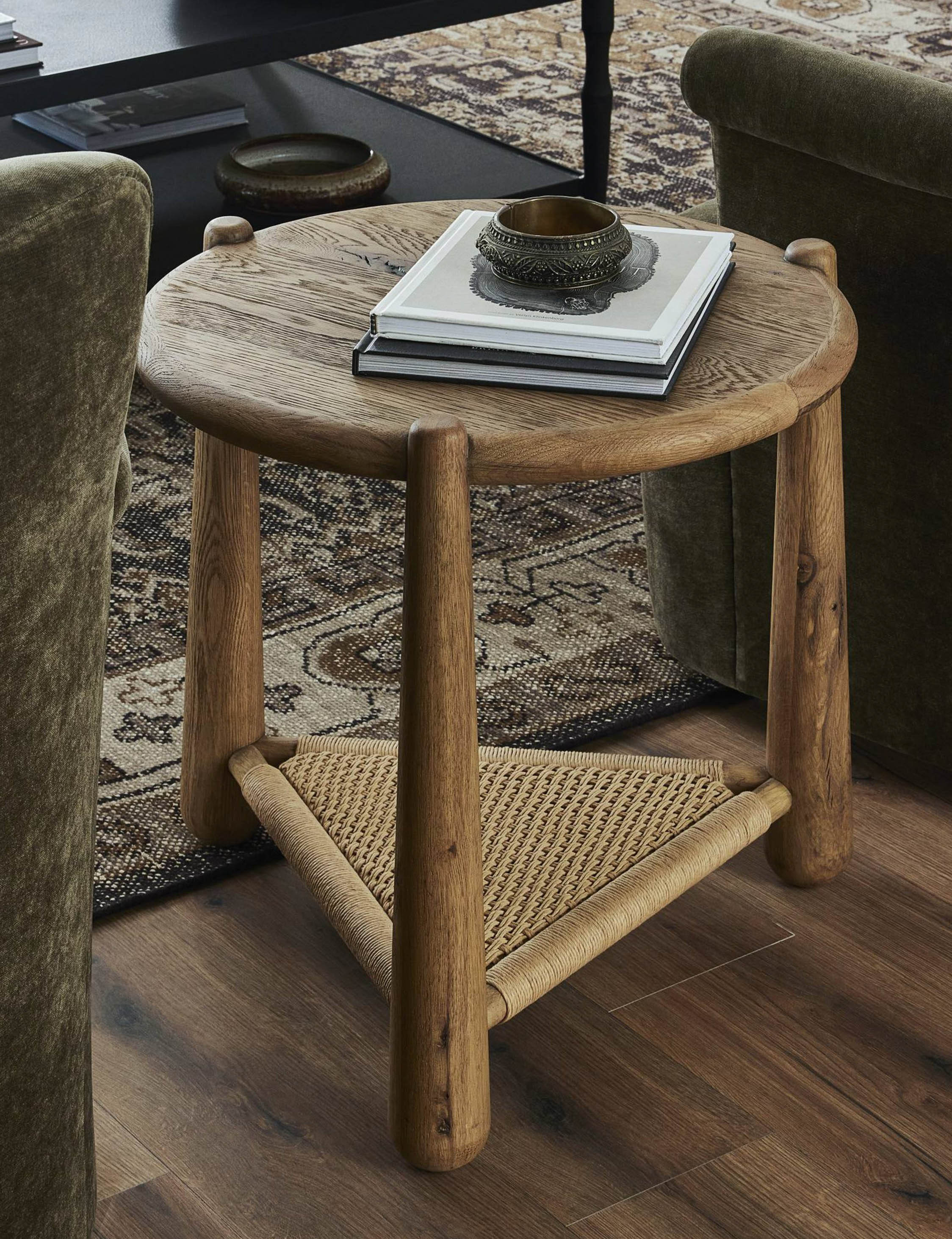 Salvador Round Side Table by Amber Lewis x Four Hands, Aged Smoked Oak | Lulu and Georgia 