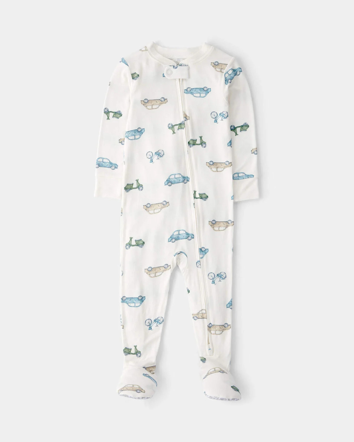 Baby Boy Car Print PurelySoft Footie 1-Piece Pajamas - Ivory | Carter's Inc