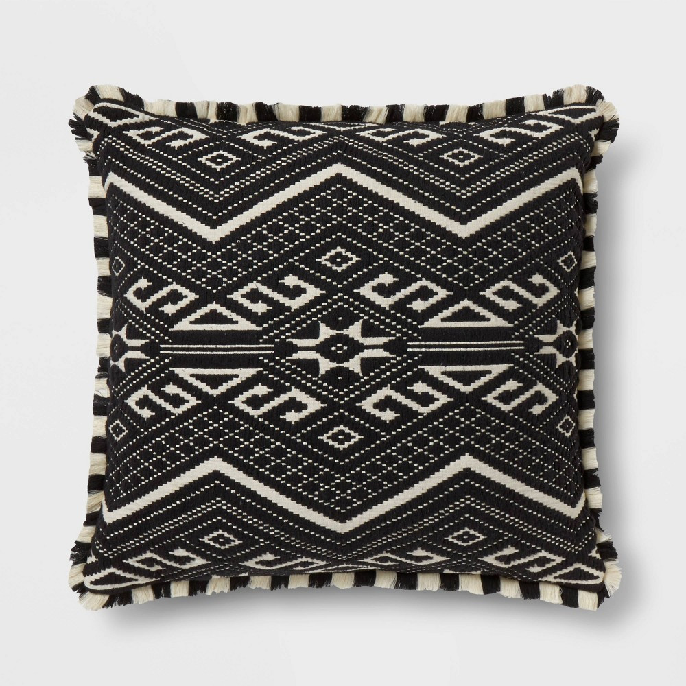 Euro Fringed Jacquard Decorative Throw Pillow Black - Opalhouse™ | Target