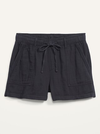 High-Waisted Textured Twill Shorts for Women -- 4-inch inseam | Old Navy (US)